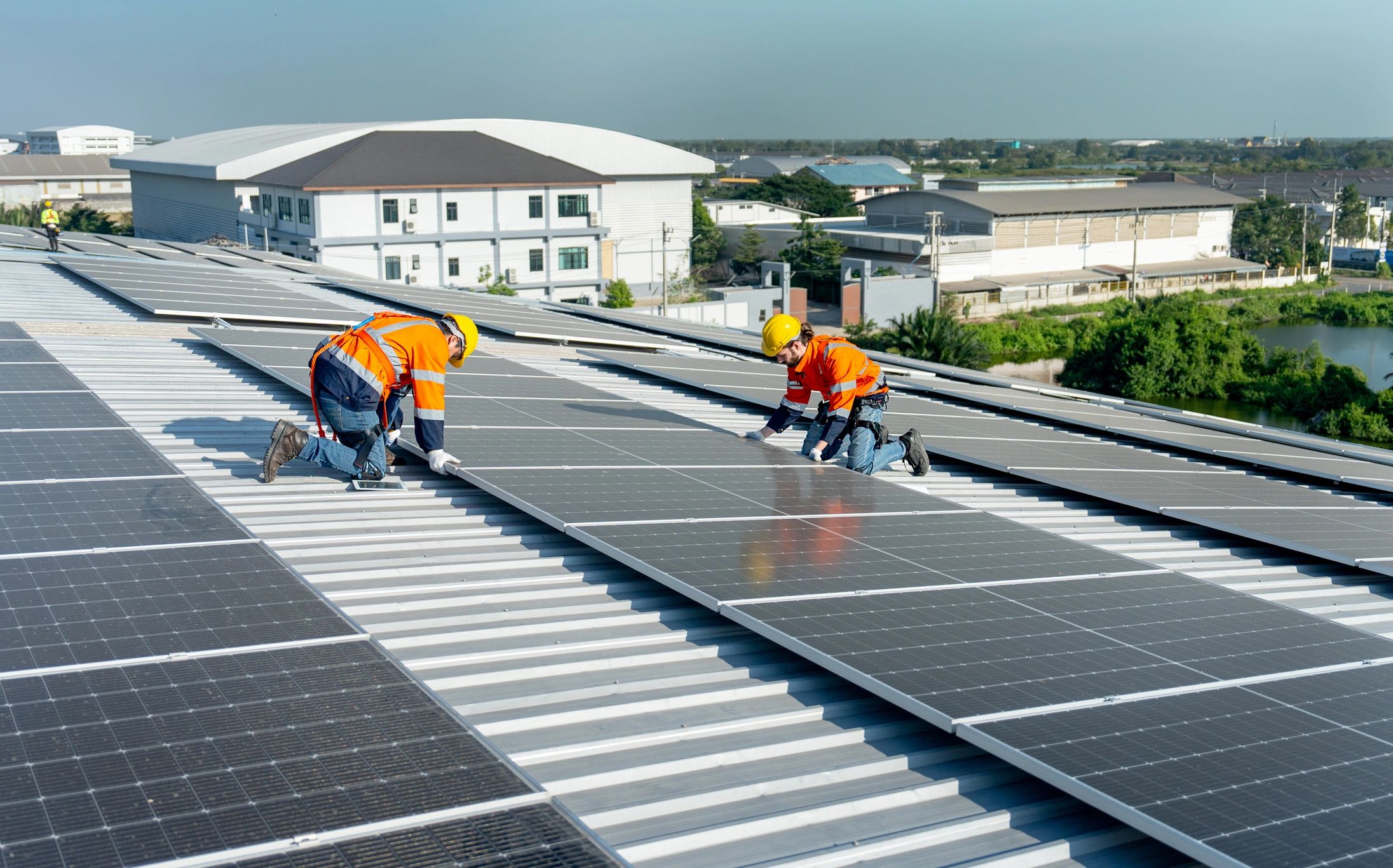 Solar and power solutions technicians at work