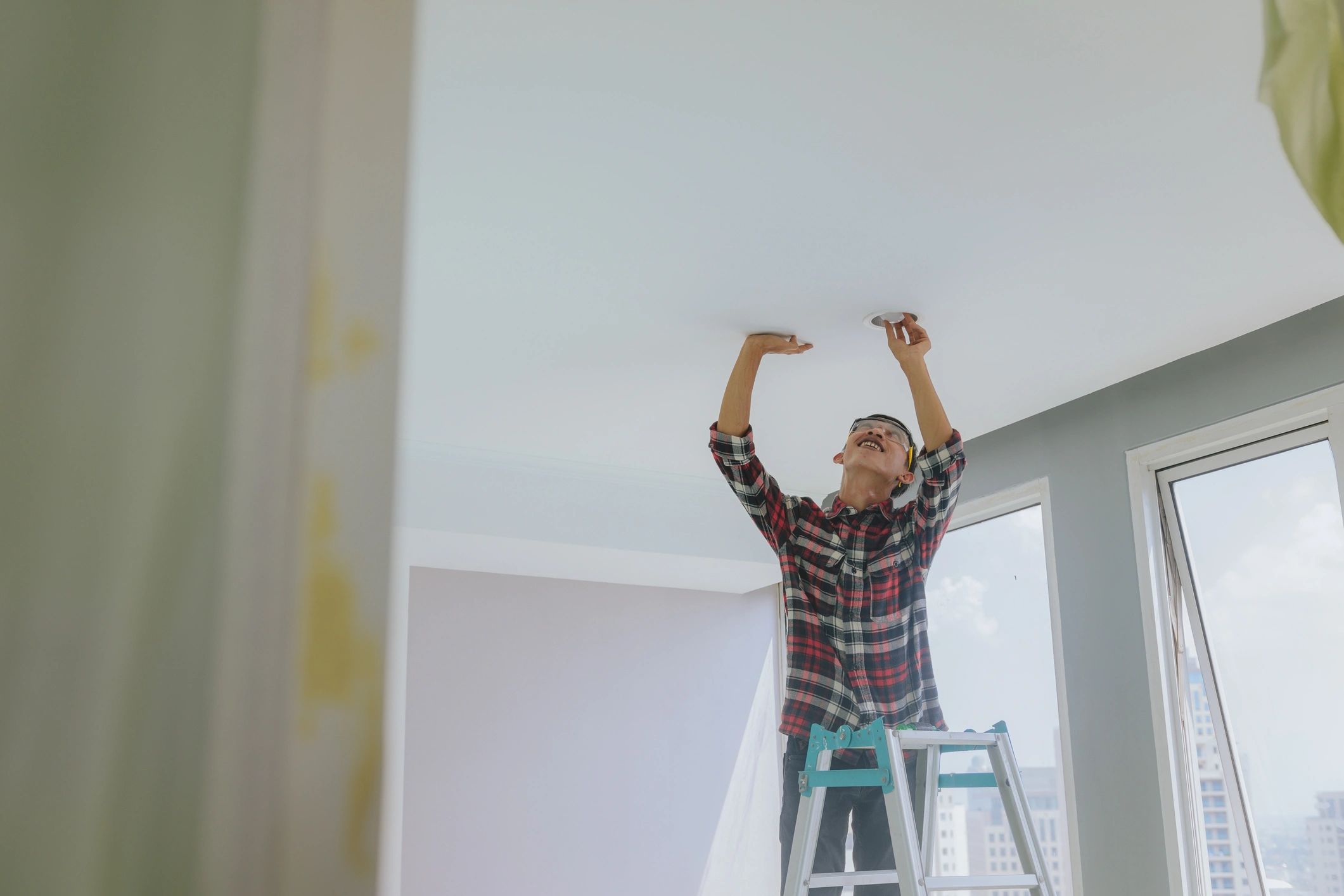 Professional technician performing electrical installation work